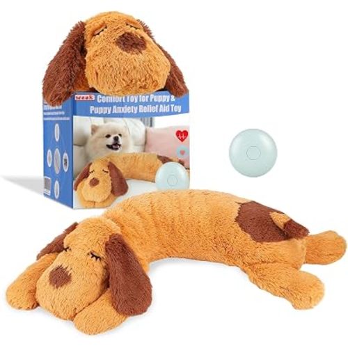 WEOK Heartbeat Puppy Toy, Comfort Cuddler Pillow, Dog Anxiety Relief Calming Aid,Heartbeat Stuffed Toy for Dogs,Puppy Heartbeat Toy Sleep Aid,Dog Heartbeat Toy for Pet