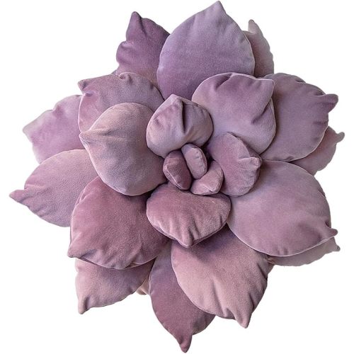 3D 17" Purple Cactus Flower Pillow | Hand-Stitched Flower Pillow for Bedroom, Living Room, and Nursery | Cozy Decorative Leaf Throw Pillow