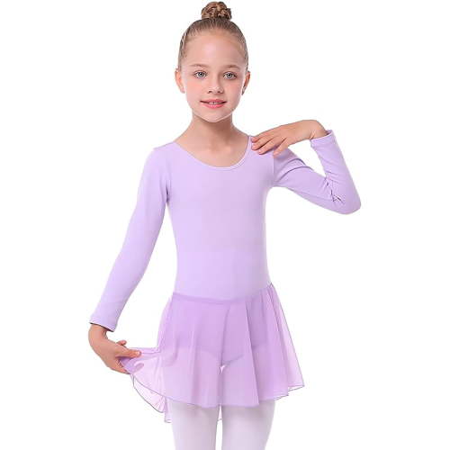 Toddler Girls Ballet Leotards Long Sleeve Ruffle Sleeve Ballet Dance Dress Size 4-5T