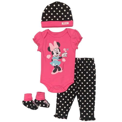 Disney Minnie Mouse 4 Piece Bodysuit and Pants Layette Set (Baby Girls)