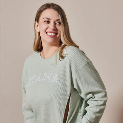 Waffle Knit Mama With Zippers Breastfeeding Sweatshirt – Giftifymama