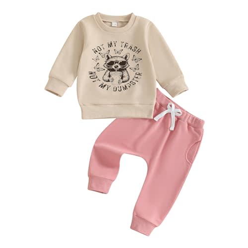 AHUGHAUE Toddler Baby Girl Fall Outfit Letter Print Long Sleeve Sweatshirt and Pants 6 12 18 24M 2 3 4T Cute Girls Clothes