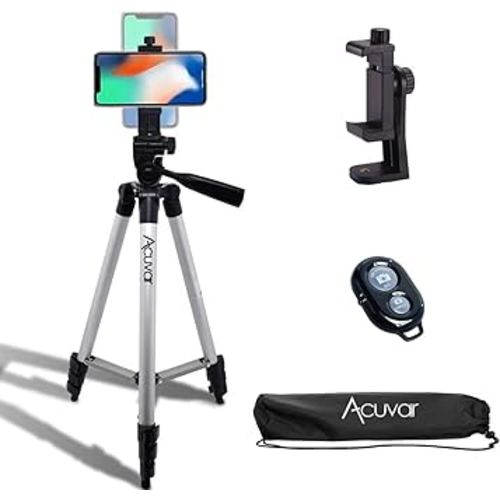 Acuvar 50" Smartphone/Camera Tripod with Rotating Mount. Fits iPhone X, 8, 8+, 7, 7 Plus, 6, 6 Plus, 5s Samsung Galaxy, Android, etc. : Cell Phones & Accessories