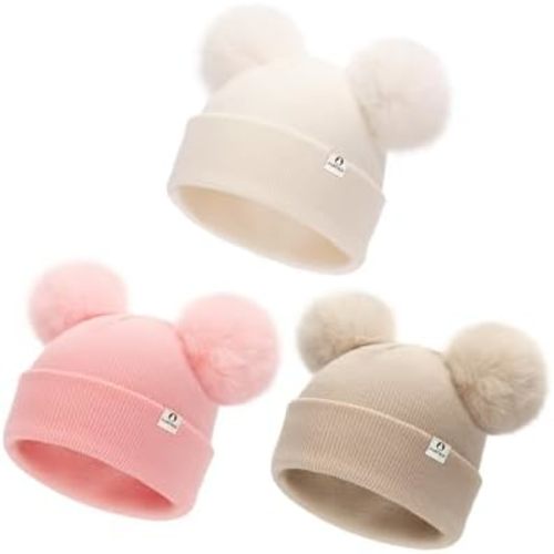 FURTALK Baby Beanie Infant Newborn Toddler Winter Hat Double Pom Pom Warm Knit Cap for Girls Boys