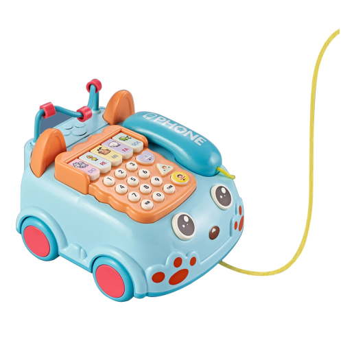 Meitianfacai Kids Telephone Toy, Toy Phone Cartoon Baby Piano Music Light Toy Children Pretend Phone, Parent-Child Interactive Toy Gift Game Boy Girl Early Education Gift Blue 18M+