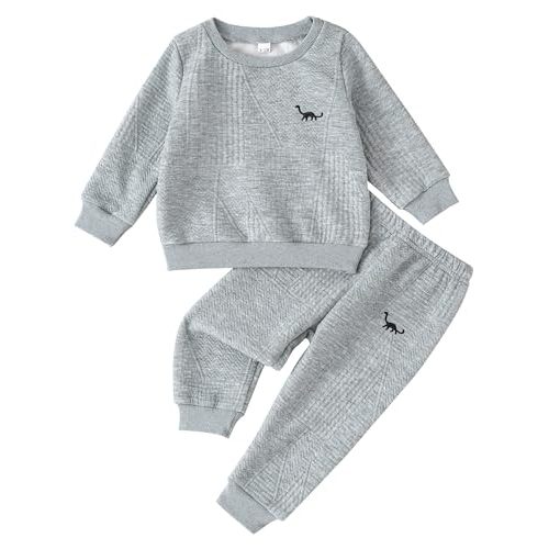 Rosibel Baby Boy Clothes Toddler Sweatsuit Fall Winter Outfits Set 6M-3Y | Wrinkle-Resistant,Shape-Retaining,Warm and Comfortable,Easy On and Off,Long Sleeve Sweatshirt and Pants Set.