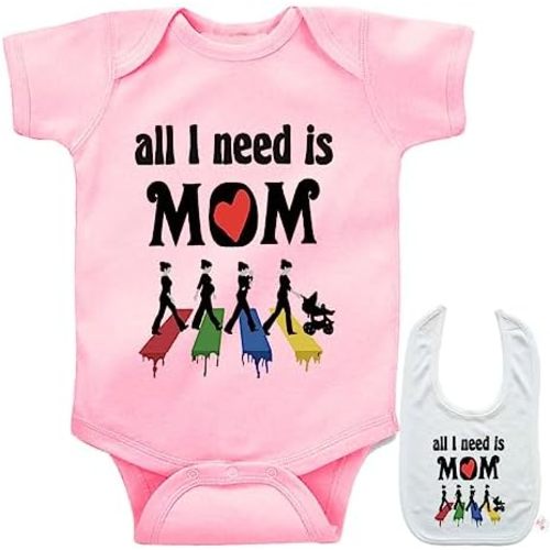 All I Need is Mom - Cute Musical Love Baby bodysuit onesie & bib Set