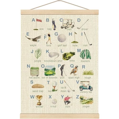 Boat Wades Golf Alphabet Nursery Wooden Poster Hangers 12x16 Inch,Golf Gifts Poster Hanger Frame,Golfs Nursery Decor For Boy Kids Room Nursery