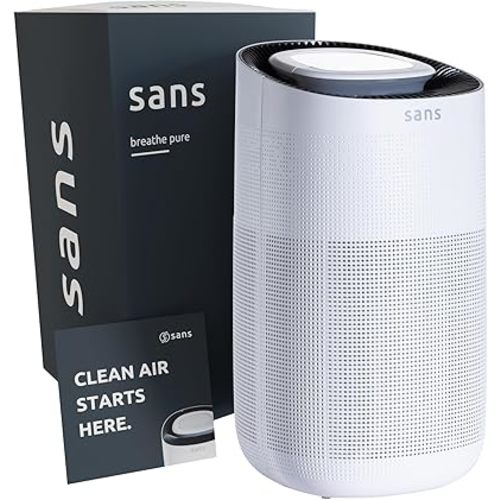Sans HEPA 13 Air Purifier - White - 1560ft² Ultra-Quiet Home Air Purifier, Pre-Filter, Activated Carbon, UV-C Light, Protect from Odors, Smoke, Pollutants, Allergens, Dust, Dander, Harmful Chemicals