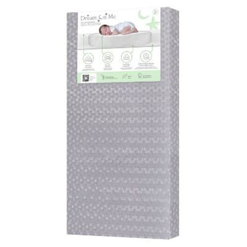 Dream On Me 2 in 1 Little Lullaby 5" Standard Crib and Toddler Futon/Fiber Mattress - Silver Honeycomb: Firm/Soft Feel, Vinyl Cover