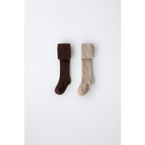 Size: 6 - RIBBED TIGHTS 2-PACK - Light beige | ZARA United States
