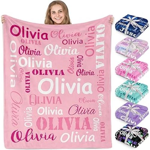 Gudina Manta personalizada con nombre, manta con nombre personalizada para niños, personalizada para mujeres y hombres
