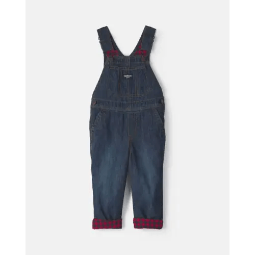 Toddler Boy Buffalo Check Denim Overalls - Dark Wash - OshKosh B'gosh | Carter's