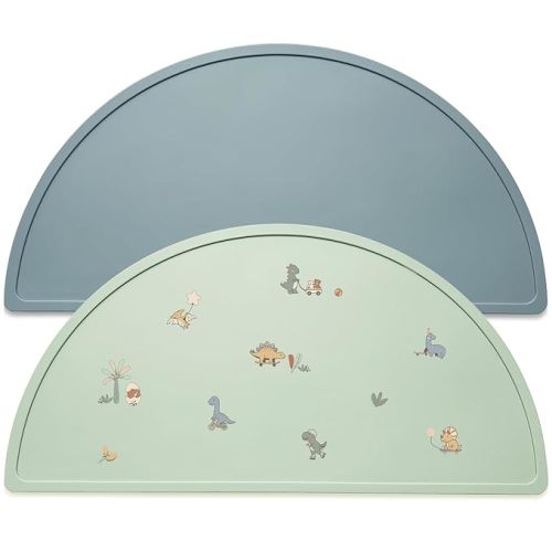 Silicone Placemats for Babies and Kids - BPA-Free Non-Slip Table Mats for Self-Feeding | Toddler Stain-Proof Dishwasher Food Mats for Restaurant & Home Dining with 2 Packs