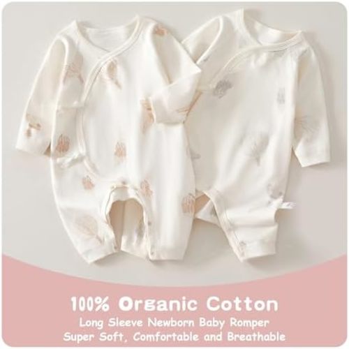 Cherie Kids Organic Cotton 0-6M Unisex Newborn Baby Sleepers Pajamas