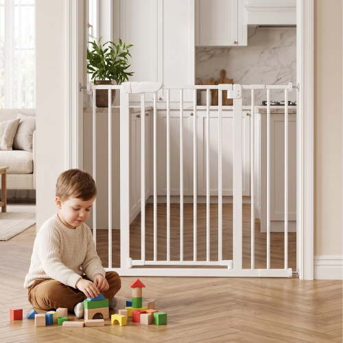 edx Extra Tall Walk-Through Baby Gate for Stairs and Doorways, 30"-41" Auto Close Metal Gate for Kids/Dogs, Pressure or Hardware Mount, No Drilling