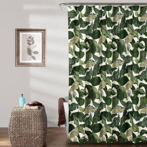 72"x72" Tropical Paradise Shower Curtain Green - Lush Décor: Botanical Design, Machine Washable Polyester