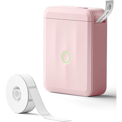 NIIMBOT Label Maker Machine Bluetooth Label Printer for School Home Office Organization, Wireless Mini Labeler D110 Upgraded Version, Label Machine with Label, Pink