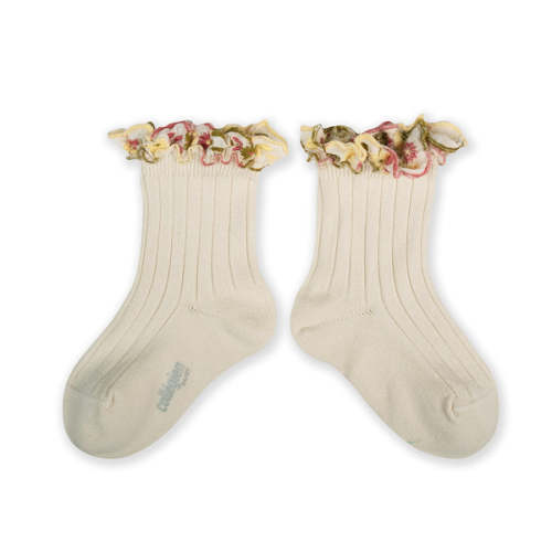 Collegien Anémone - Emb Ruffle Ankle Socks Cream | Wee Mondine