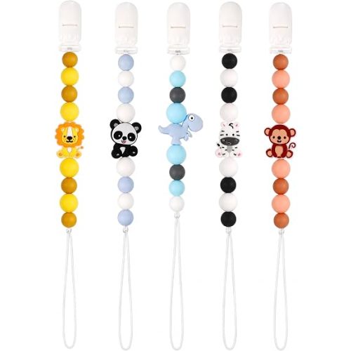 5 Pack Pacifier Clips, Binky Holders for Baby (Multicolor 2)