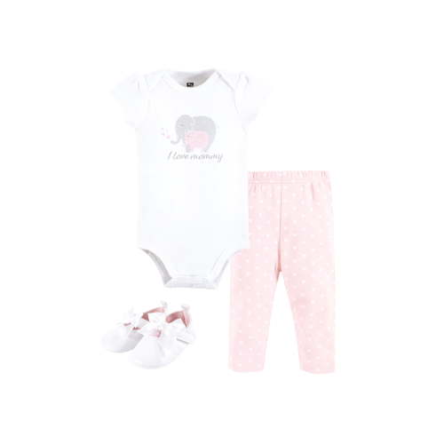 Hudson Baby Short Sleeve Bodysuit And Pant Set with Shoes, 0-18 Months