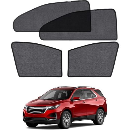 Car Window Shade for Chevrolet Equinox 2018-2023, 4 Pack Magnetic Mesh Sun Shades for Front & Rear Windows, UV Glare Protection & Baby Car Shade for Napping Camping Breastfeeding