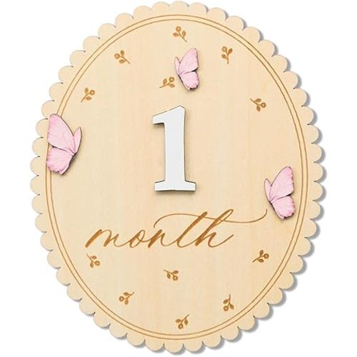 Baby Girl Monthly Milestone Signs, 1-12 Monthly Baby Milestone Girl, Newborn Photography Props Double-Sided, Nursery Decor for Girls (M06)