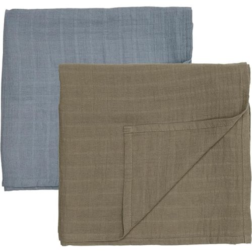 Swaddle - 100% Organic Cotton - Muslin Swaddle Blankets for Newborn, 47" x 47" 2-Pack (Sage Green/Tradewinds)