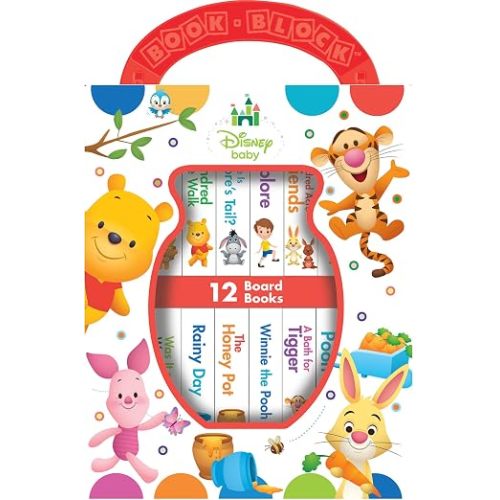 Disney Baby: Winnie the Pooh - My First Library - 12 Board Book Set - First Words, Counting, and More! - PI Kids