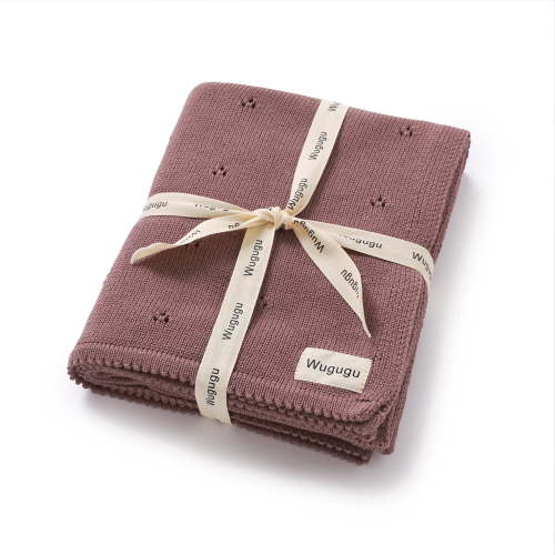 YIXPOH Baby Blanket 100% Organic Cotton Knit Swaddle Blanket Soft Warm Receiving Blanket for Newborns Dark Brown