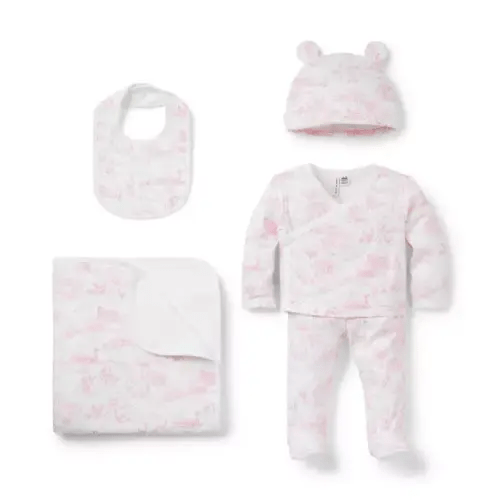 Baby Pink Blossom Farm Animal Toile Baby Bundle Of Love Gift Set by Janie and Jack