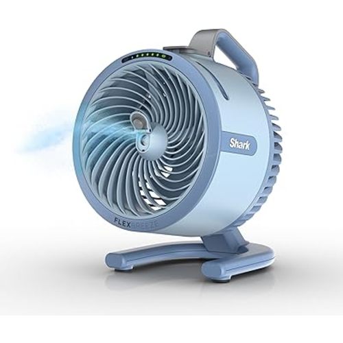 All-New Shark FlexBreeze HydroGo Pro Fan - Powerful, portable fan, indoor & outdoor, dry-touch evaporative mist. Corded & cordless, 5 speeds, extended battery runtime, Sky, FA056BL (2026 Release)