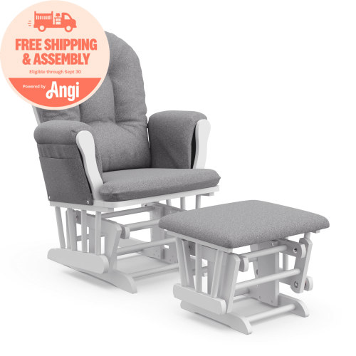 Storkcraft Hoop Infant Nursery Glider and Ottoman, White with Gray Swirl