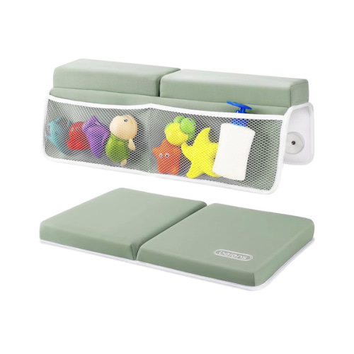 beiens Bath Kneeler and Elbow Rest Pad Set - 1.5'' Comfortable Thick Baby Bath Kneeler Pads, Quick Dry Soft Kneeling Pad for Baby Bath Time, Non-Slip Knee& Arm Support Bathtub Mat with Toys Organizer