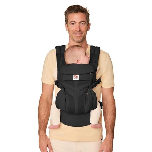 Ergobaby Omni Classic Baby Carrier Newborn to Toddler - Breathable Baby Carriers for Summer - All-Position Carrier with Lumbar Support (7-45 Pounds), Mesh, Onyx Black