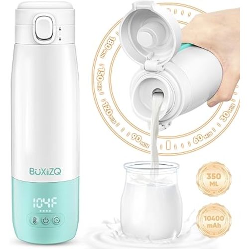 Portable Bottle Warmer for Travel,Portable Milk Warmer for Baby-12oz Ceramic Heater Heating,Fast Charging & Cordless Portable Baby Bottle Warmer -Dual Heating Modes for Breast Milk & Water,Green