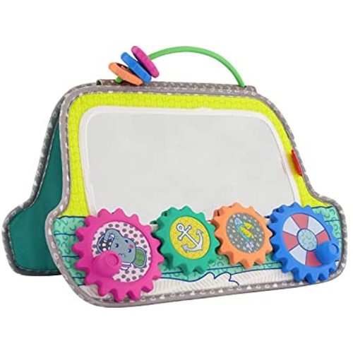 Infantino Busy Board Mirror & Sensory Discovery Toy Boat for Fine Motor Skill Development with Gears, Beads, High Contrast Prints, Tummy Time, Sit & Play or On The Go, for Newborns, Babies & Toddlers