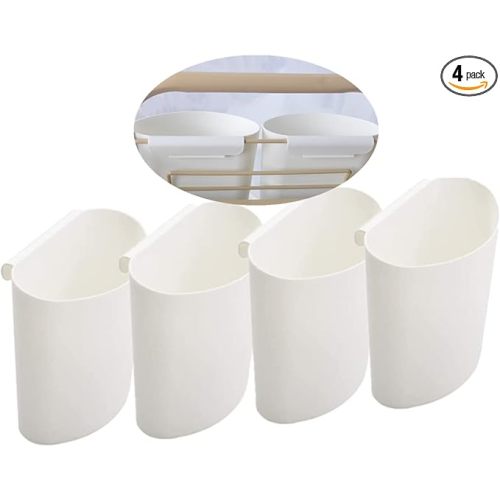 Rikyo 4Pcs Hanging Cup Holder,Rolling Cart Accessories,Plant Containers,Hanging Flower Pots,Space Saver,Storage Bucket,Pencil Holder,Make Up Pencil Holder Office,Kitchen Wall Organizer Decor (White)
