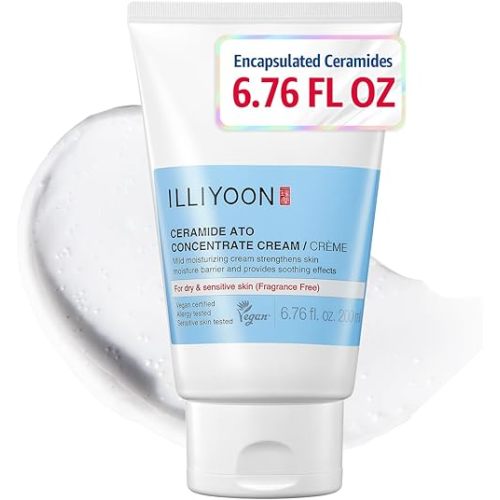 Illiyoon Ceramide Ato Concentrate Cream | Moisturizer for Dry & Sensitive Skin, 100hr Lasting Hydration, For Face & Body, Gentle for Infants, Moisture Barrier Repair, Vegan Certified, 6.76 fl.oz.