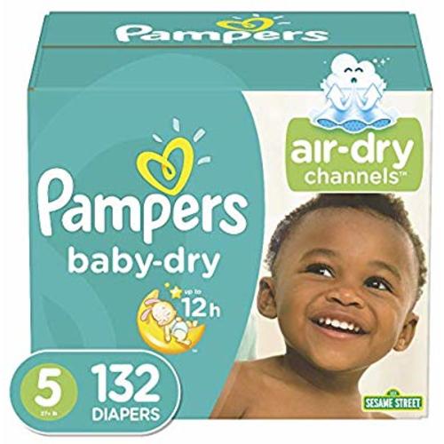 Diapers Size 5, 132 Count - Pampers Baby Dry Disposable Baby Diapers, Enormous Pack - Size 5 (132 Count)