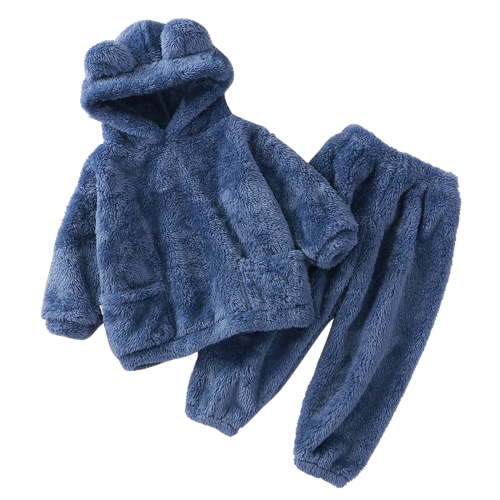 Toddler Kids Baby Girls Boys Clothes Sets Winter Warm Hooded Cartoon Bear Sweatshirts Tops And Pants 2Pcs Fall Tracksuit Outfits Sets Pajamas Sleepwear Set Outwear