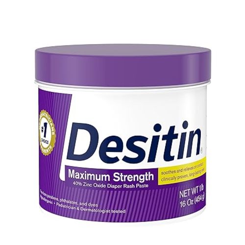 Desitin Maximum Strength Baby Diaper Rash Cream with 40% Zinc Oxide for Treatment, Relief & Prevention, Hypoallergenic, Phthalate- & Paraben-Free Paste, 16 oz