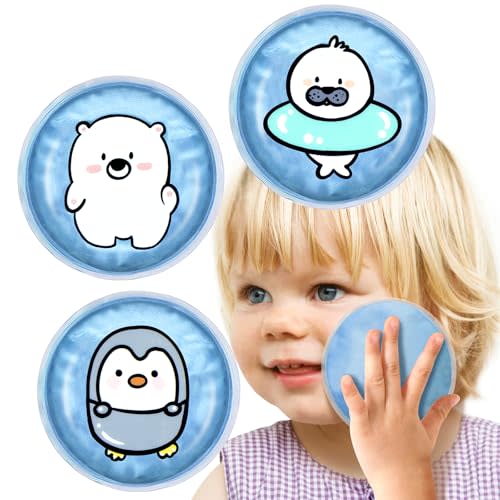 AiricePac Large Kids Ice Packs for Boo Boos, 3 Packs Toddler Gel Ice Packs Wrap for Injuries Reusable, Hot Cold Compress for Children's Fever Pain Relief, Wisdom Teeth, First Aid, Bumps & Bruises
