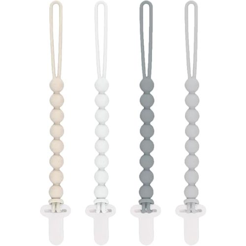 Silicone Pacifier Clip for Baby Boys, Paci Binky Holder 4 Pack