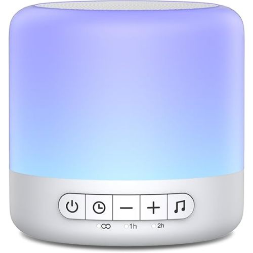 Easysleep White Noise Sound Machine with 30 Soothing Sounds 12 Night Light 32 Volume 3 Timers Portable Sleep Sound Machine for Office Travel Noise Canceling Lullaby & Rain Sound for Baby, Adults
