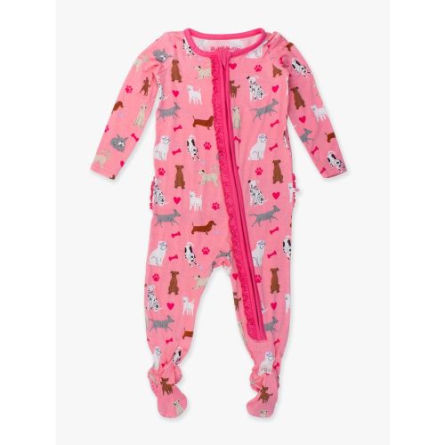 Ruffle One Piece Footie Pajama, Bamboo Viscose