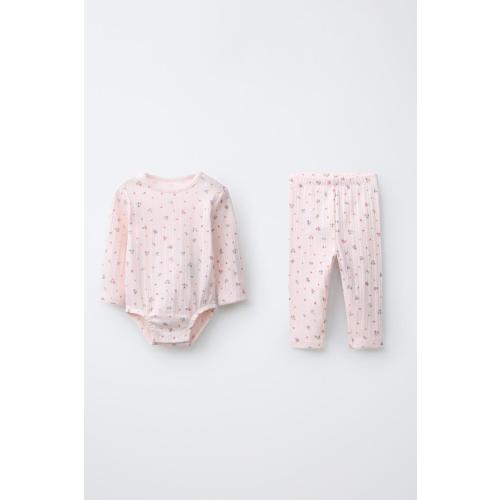 FLORAL BODYSUIT AND LEGGINGS SET - Pink | ZARA United States