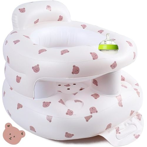 Upgraded Inflatable Baby Seat with Safety Guardrails, Thicker Sit Me Up Floor Seat for Baby Chair Sit Me Up, Blow Up Baby Chair Built in Air Pump for Babies 3-36 mth