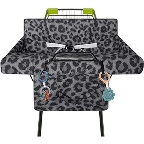 Shopping Cart Cover for Baby 2-in-1 High Chair Cover with Safety Harness Multifunctional Grey Pattern Cart Covers for Babies Soft Padded Grocery Cart Cover for Baby Boy Girl