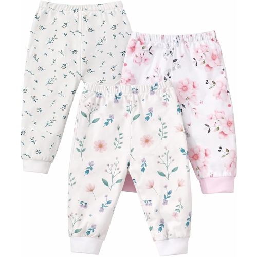 Baby Jogger Pants with Elastic Cuffs – Stay-On Toddler Joggers, Soft & Stretchy Baby Pants, 3-Pack